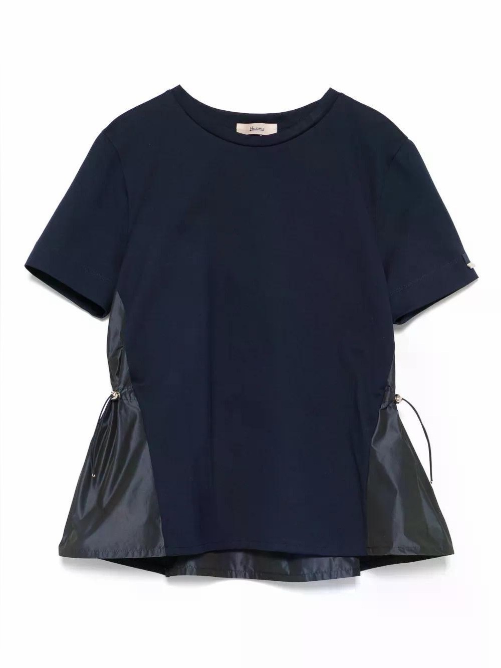 Herno Italy Navy Paneled Parachute Nylon Mixed Media Top Shirt 40